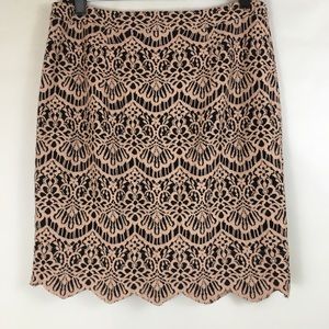 Nordstrom Halogen Midi Blush Lace Skirt Size 8